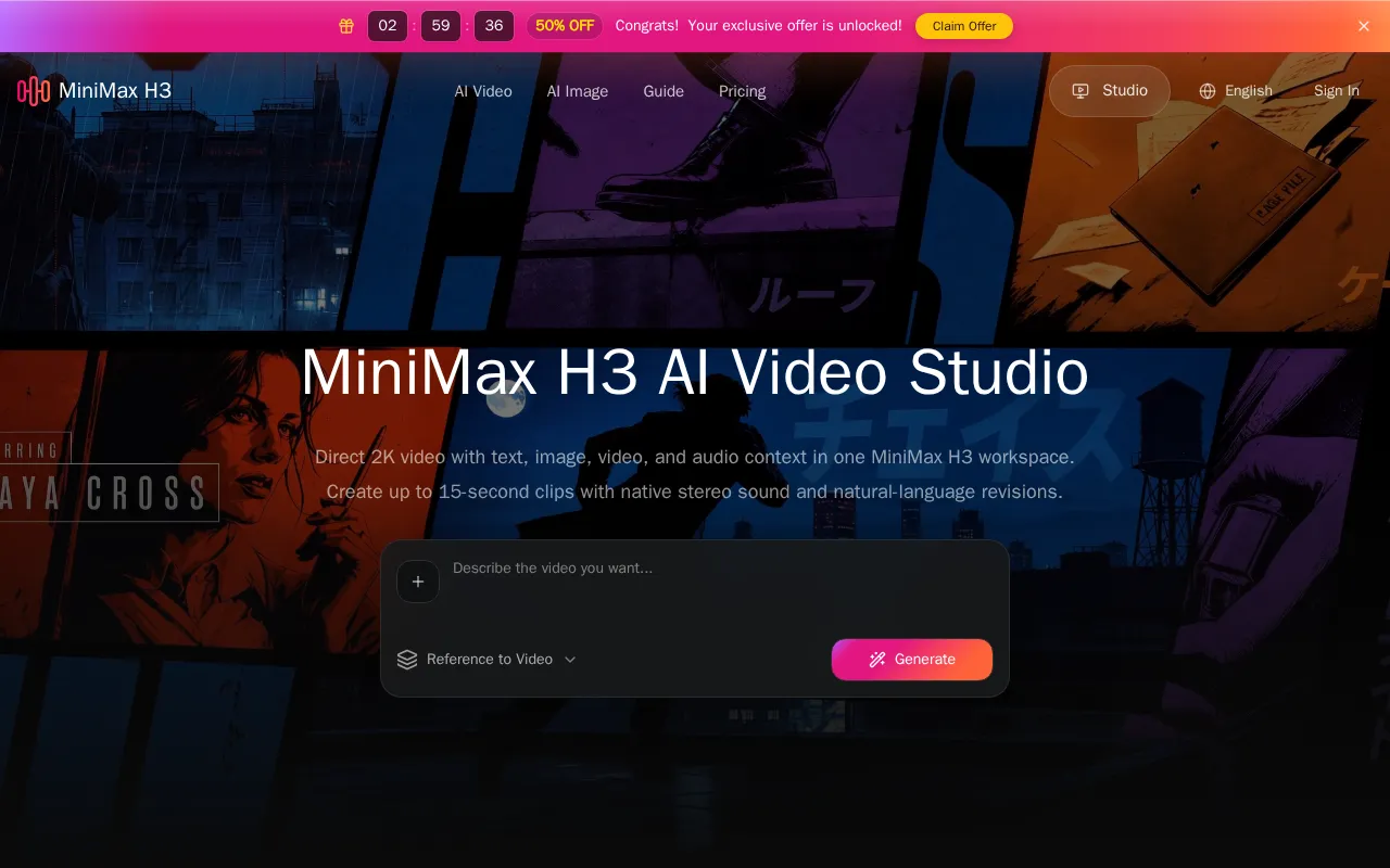 MiniMax H3 AI Video Generator — preview screenshot