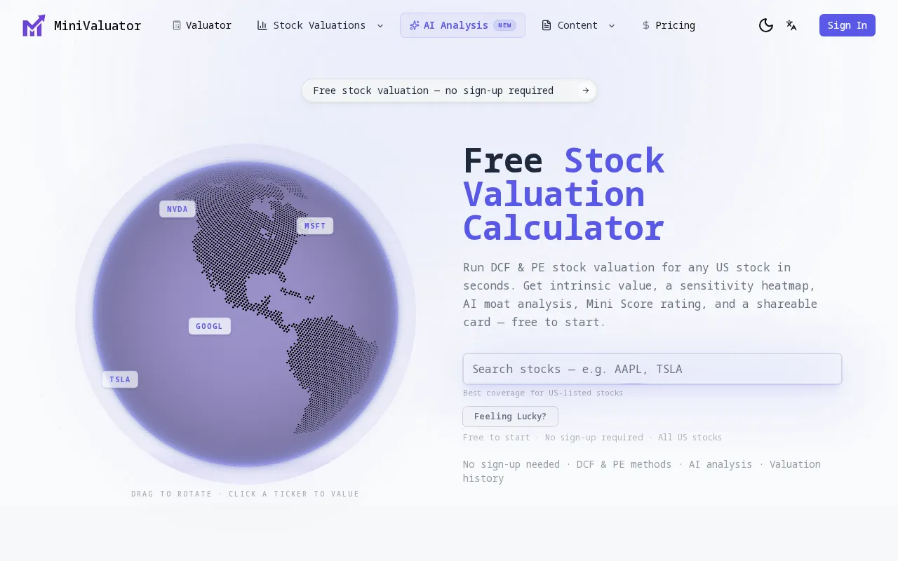 MiniValuator — preview screenshot