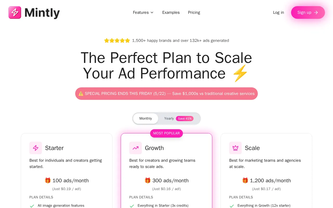 Mintly 2.0 — pricing page