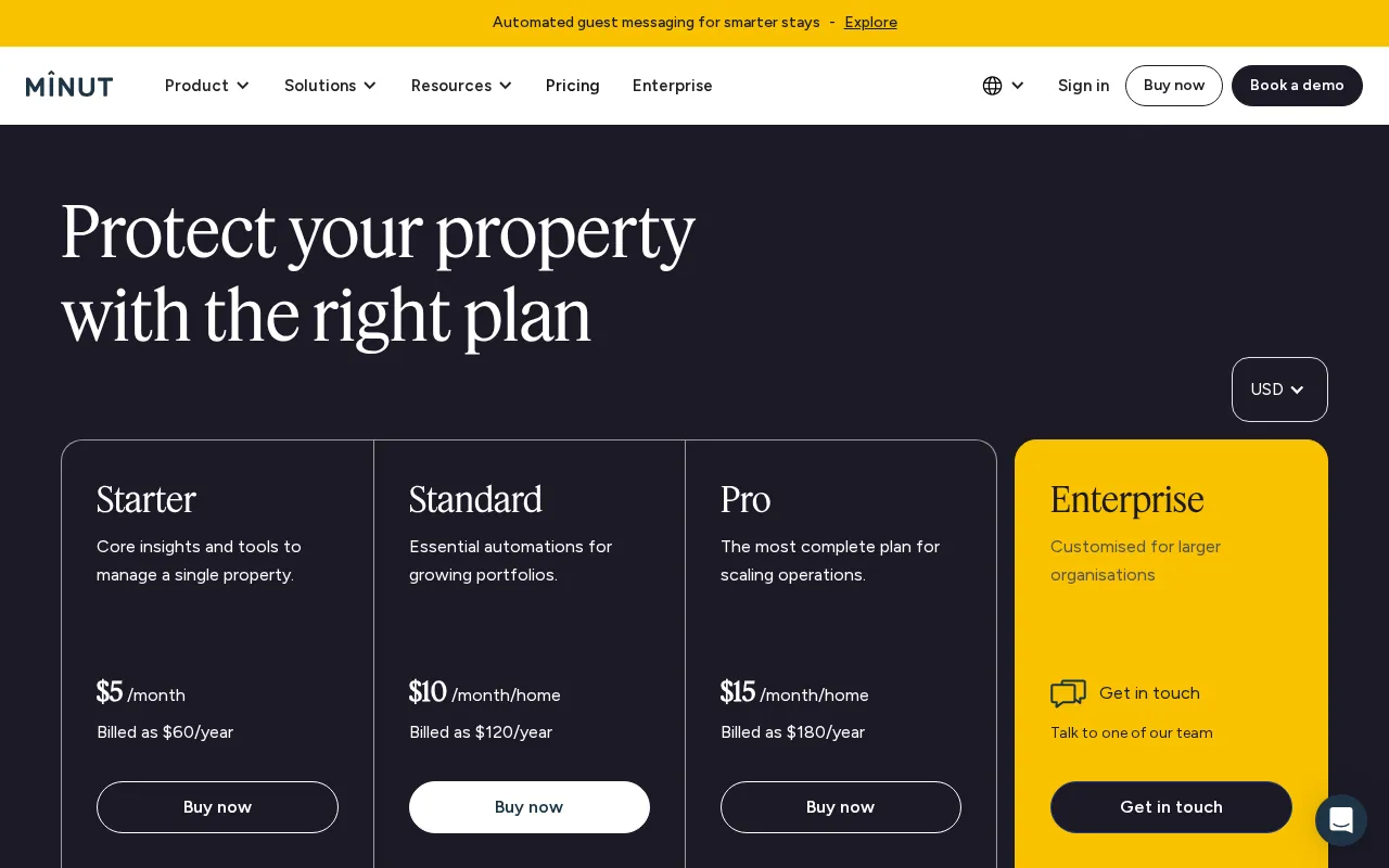 Minut — pricing page