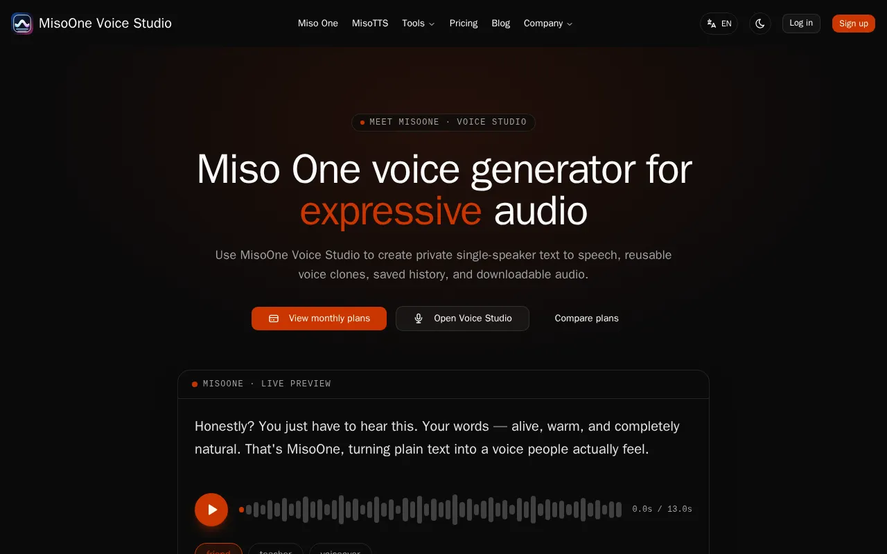 MisoOne Voice Studio — preview screenshot