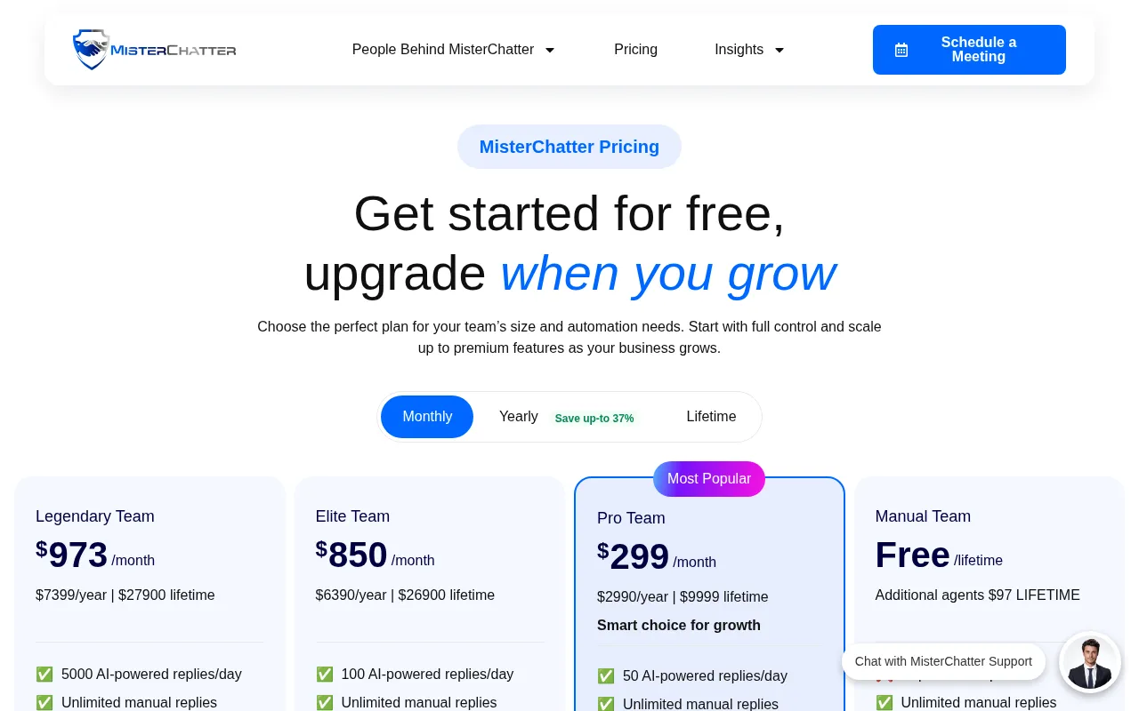 Misterchatter — pricing page