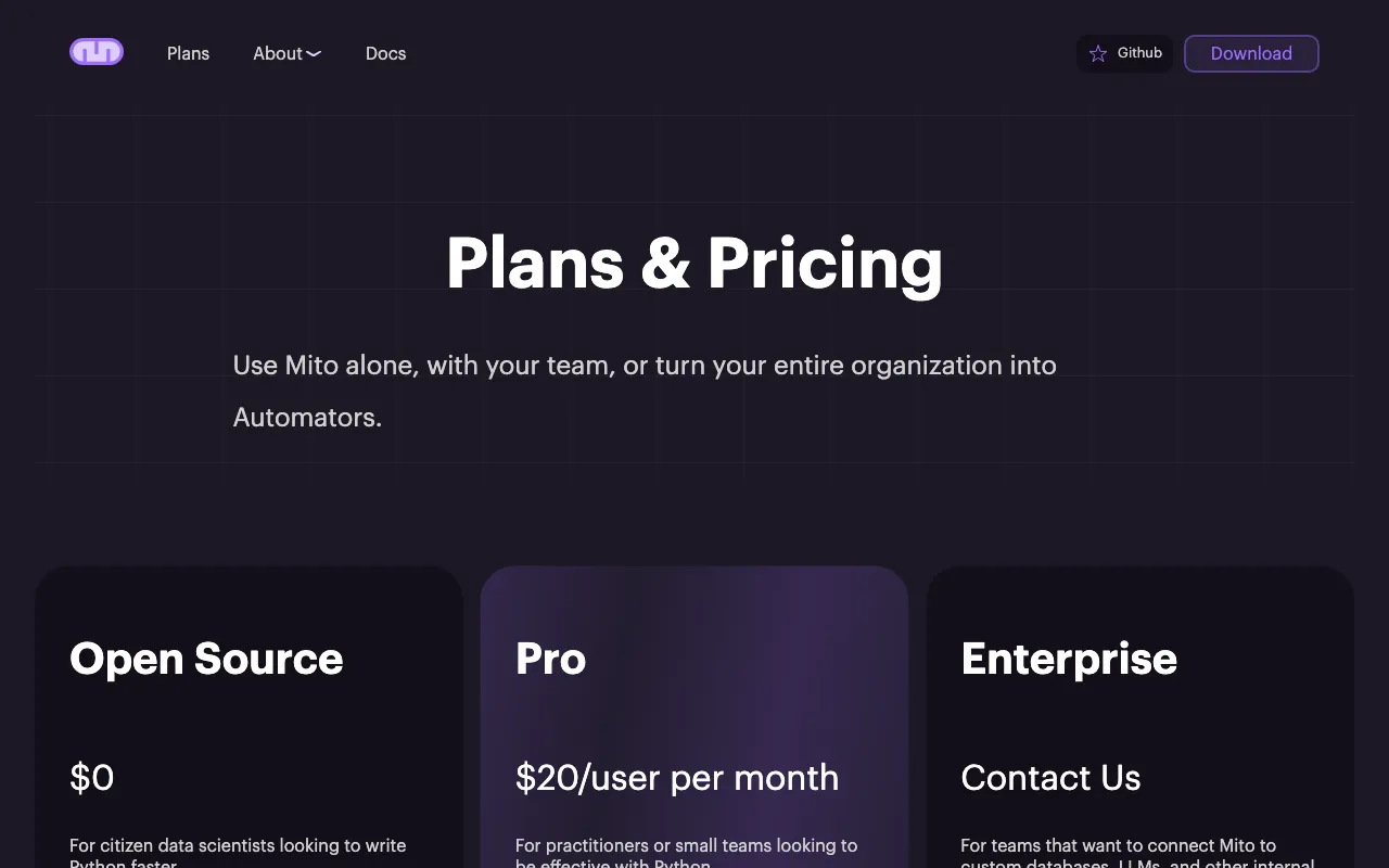 Mito AI — pricing page
