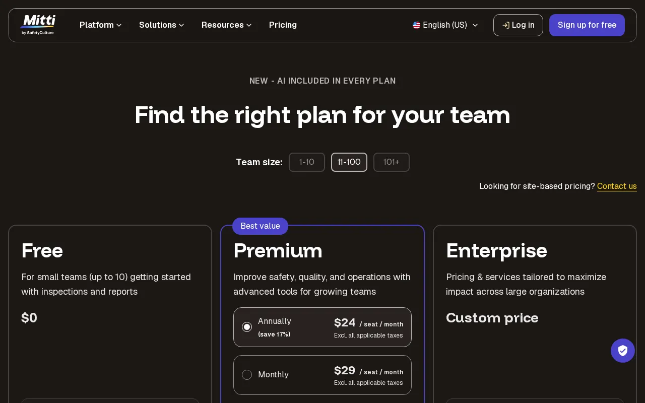 Mitti — pricing page