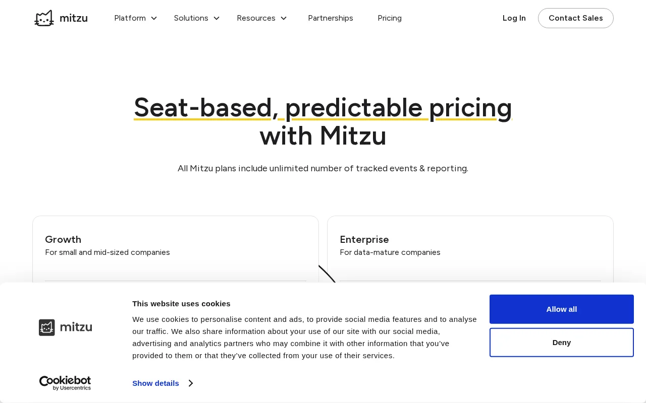 Mitzu — pricing page