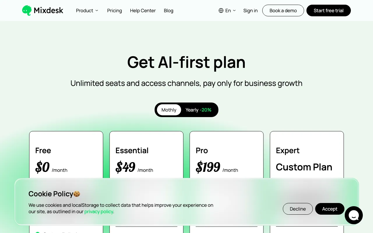 Mixdesk — pricing page