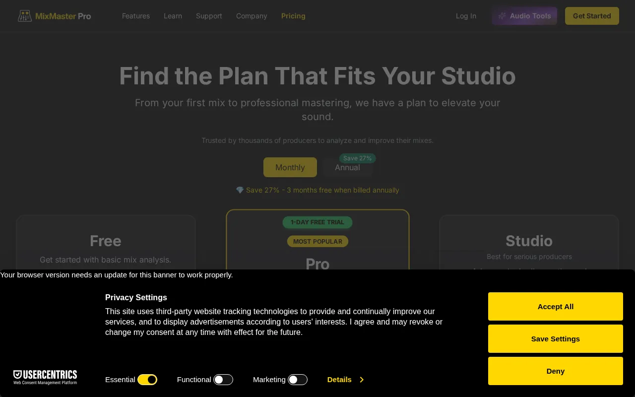 MixMaster Pro — pricing page