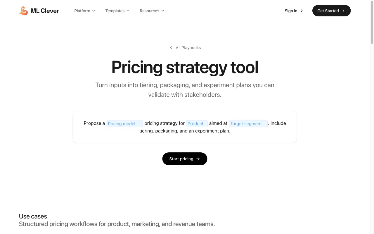 ML Clever — pricing page