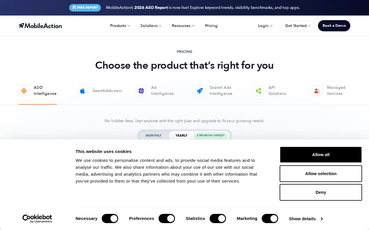 MobileAction — pricing page