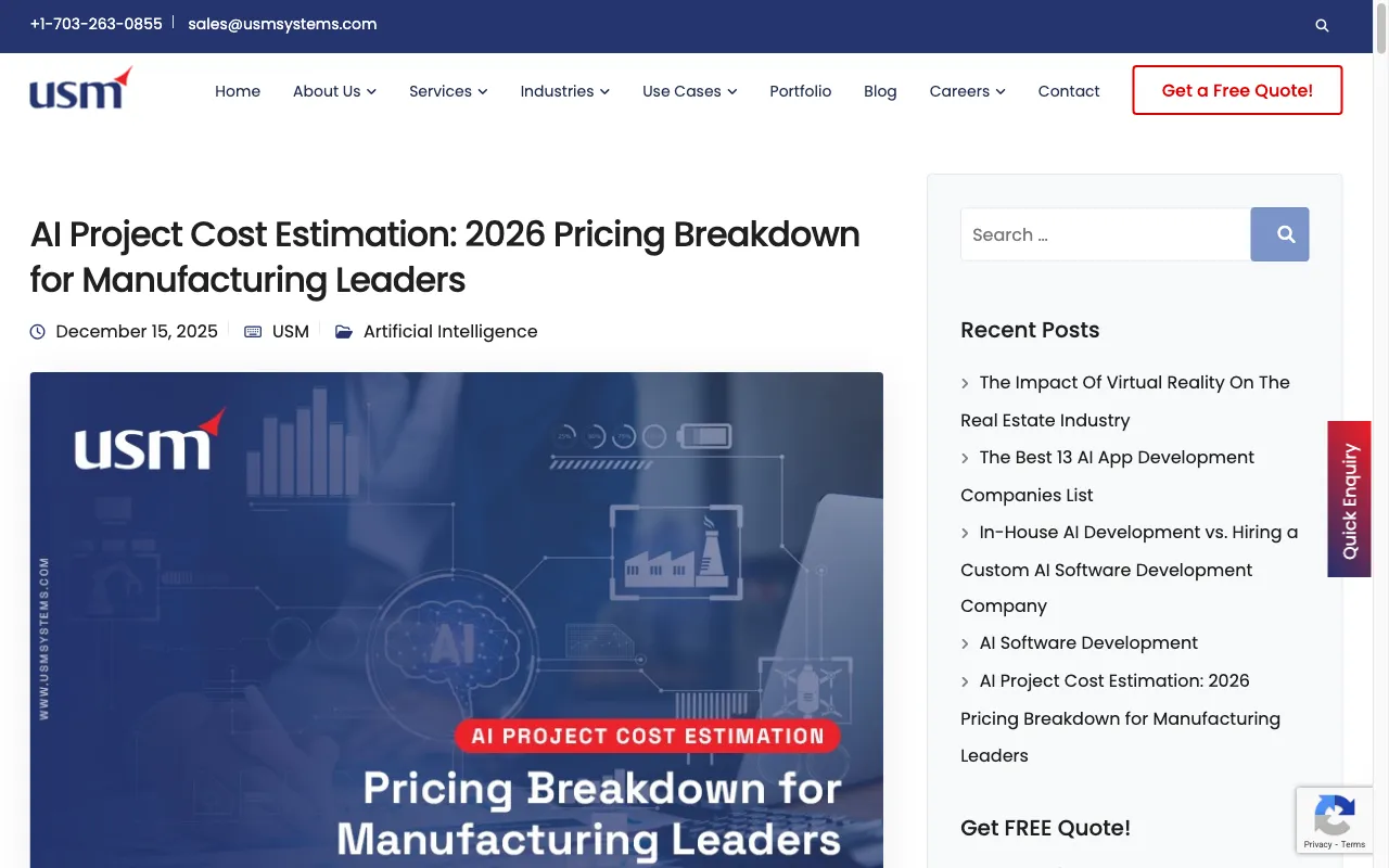 Mobile app solutions with USM Systems — pricing page