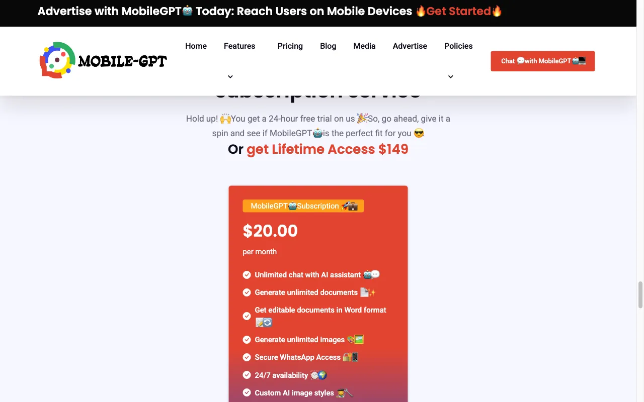 MobileGPT — pricing page