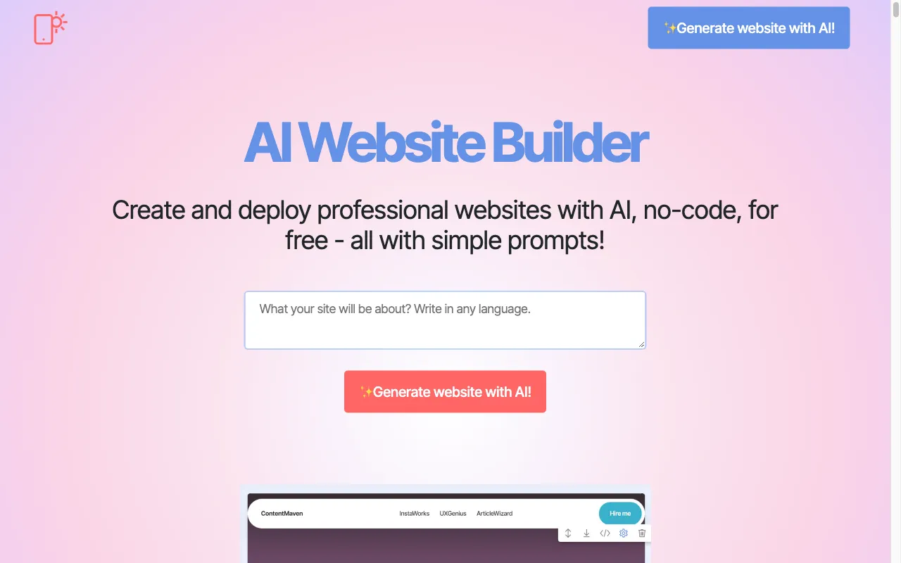 Mobirise AI Website Builder — preview screenshot