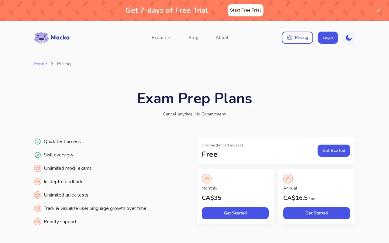 Mocko — pricing page