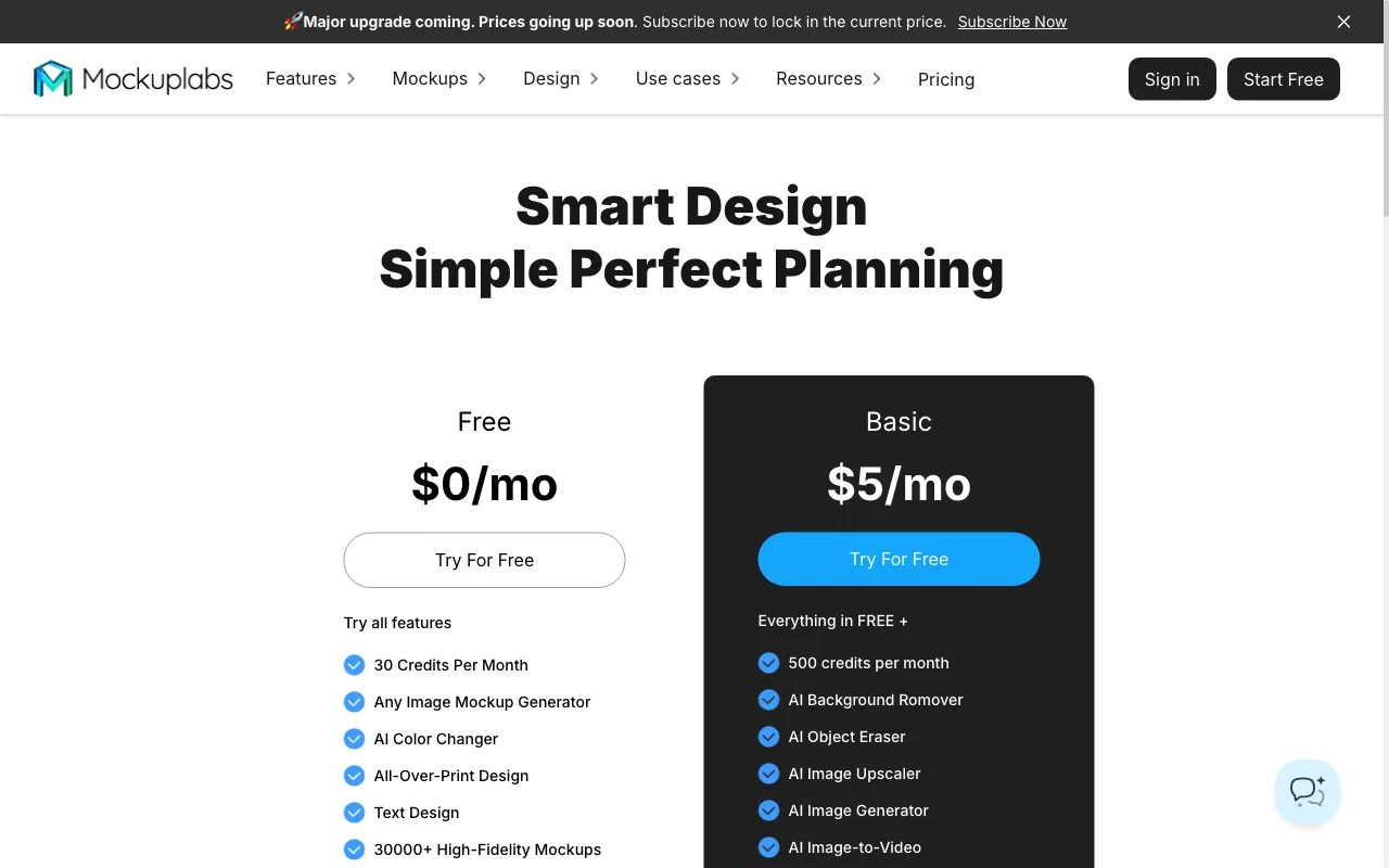 Mockuplabs — pricing page