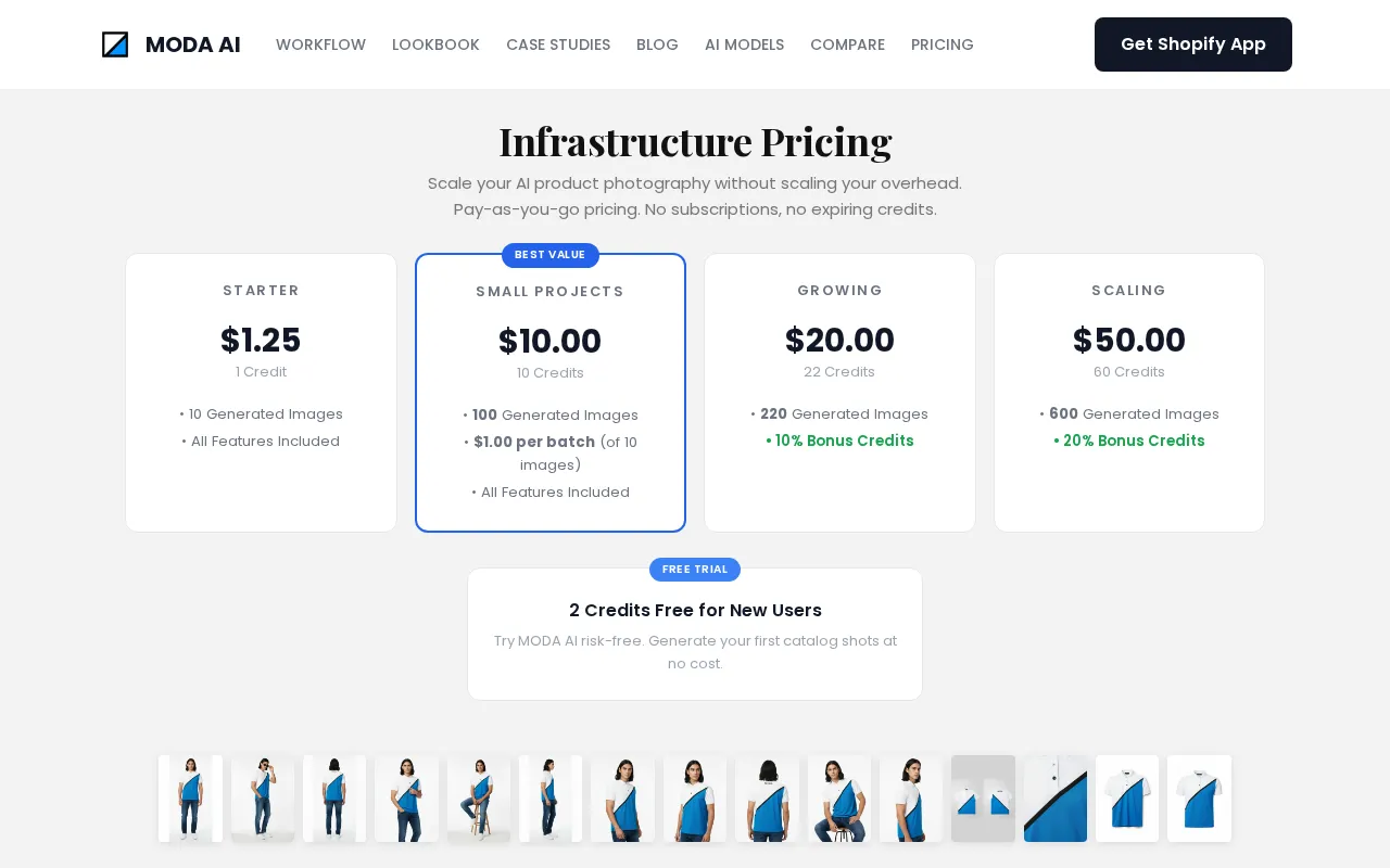 MODA AI — pricing page