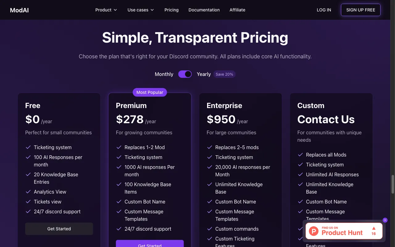 ModAi — pricing page