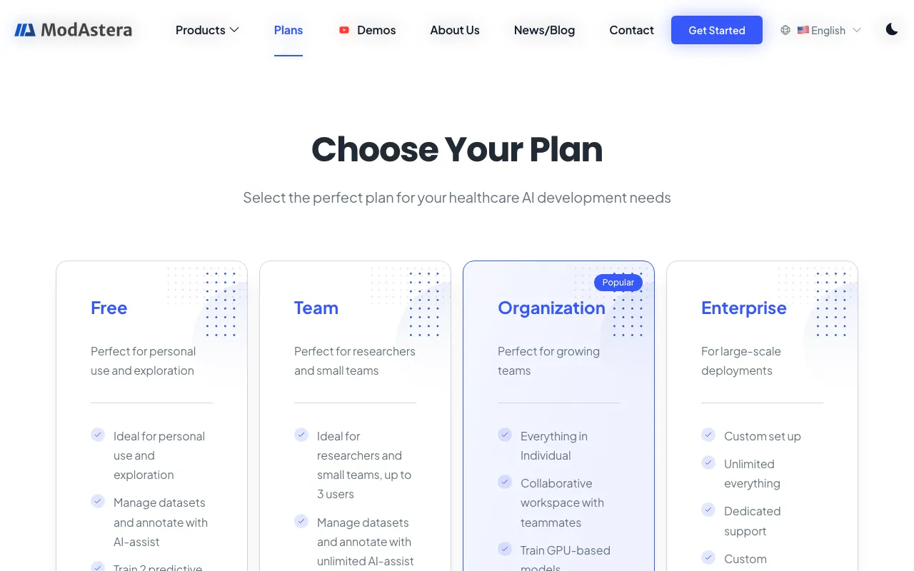ModAstera — pricing page