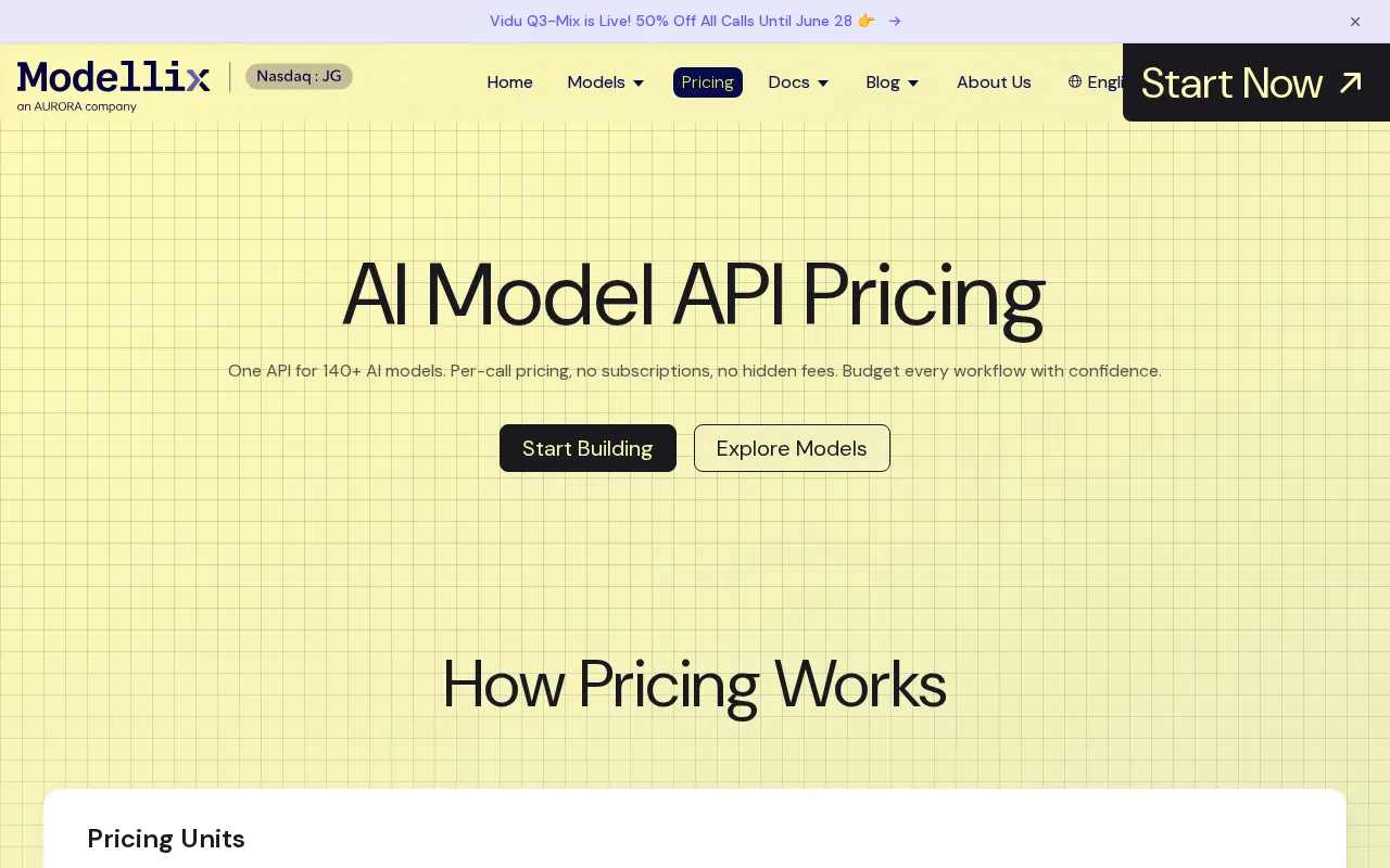 Modellix — pricing page