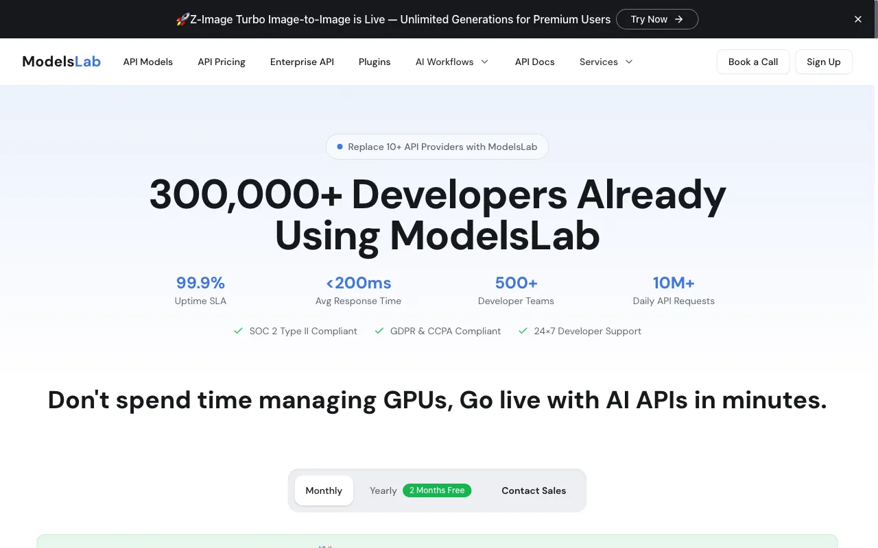 ModelsLab — pricing page