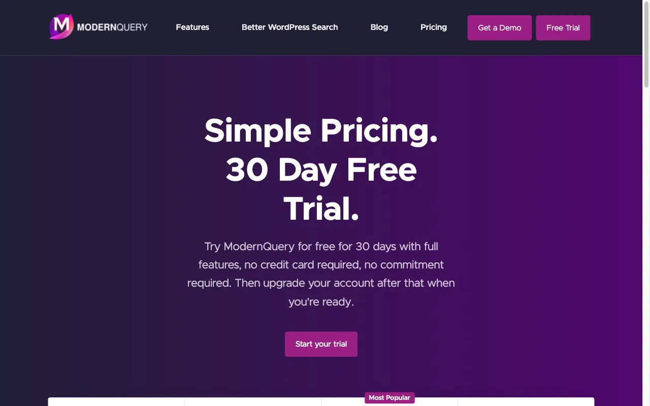 ModernQuery — pricing page