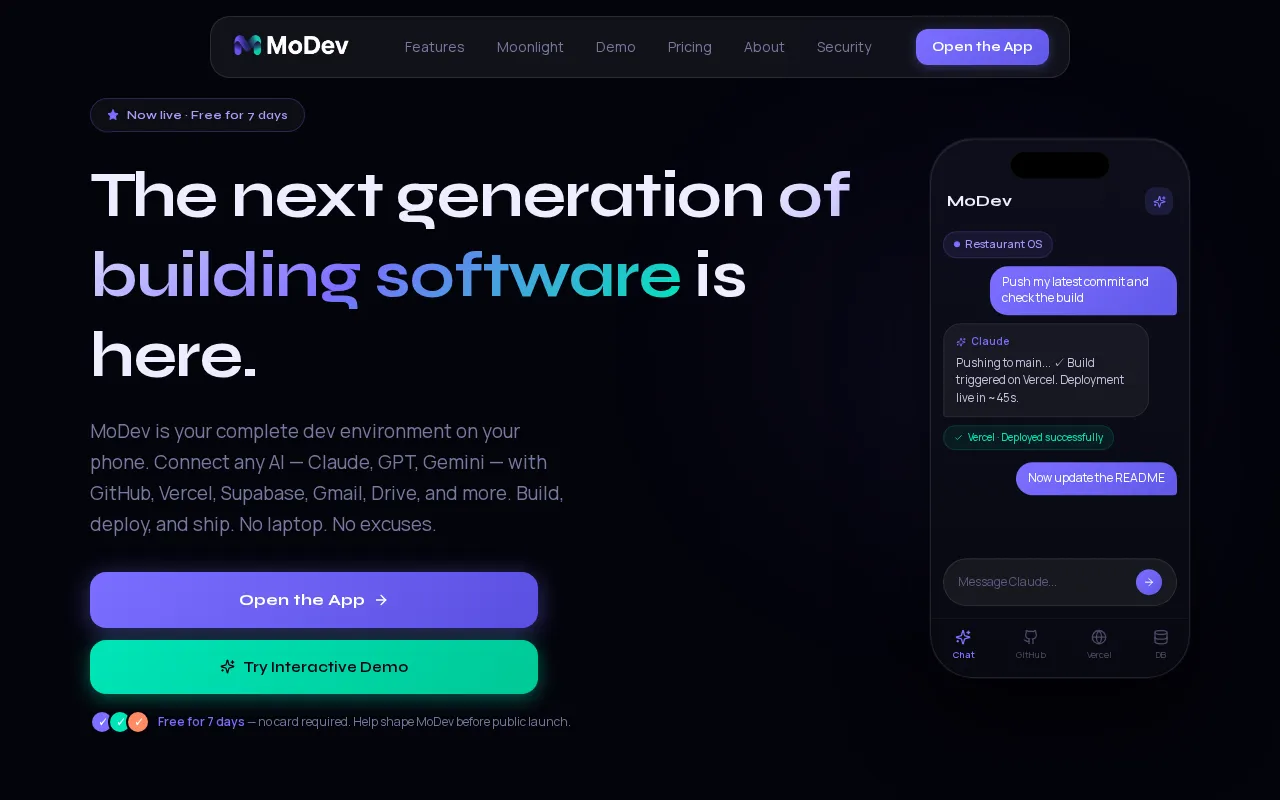 MoDev — preview screenshot