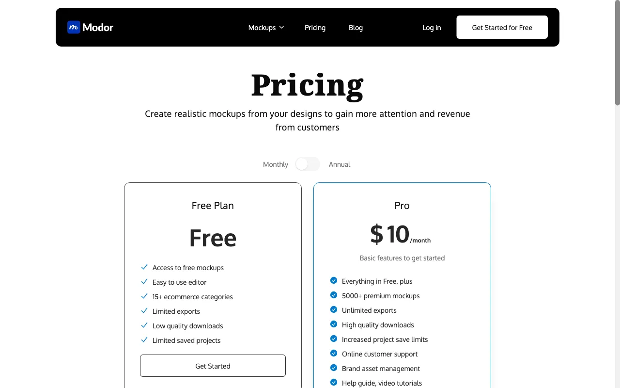 Modor — pricing page