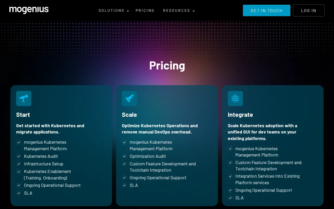 mogenius — pricing page
