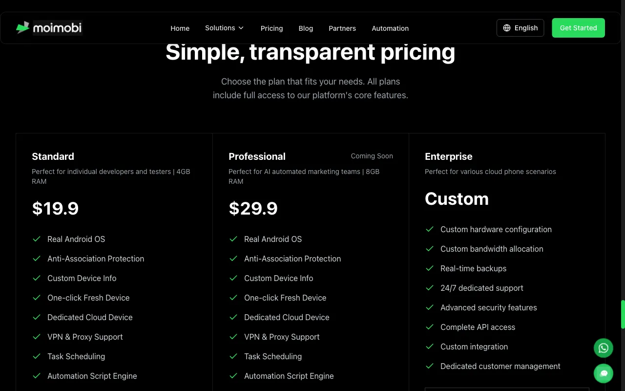 Moimobi — pricing page