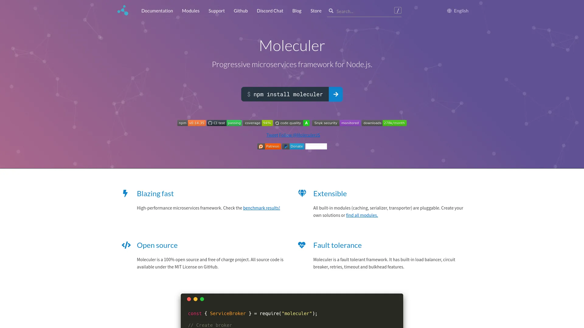 Moleculer — preview screenshot