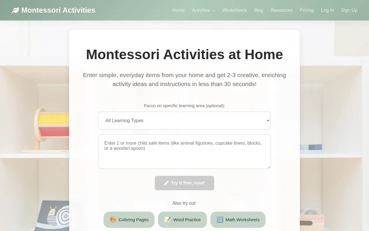 Montessori Activities at Home — preview screenshot