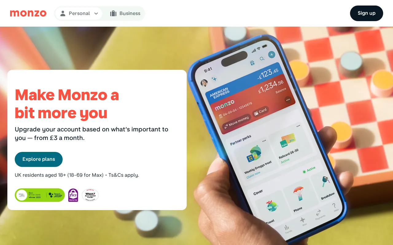 Monzo — pricing page
