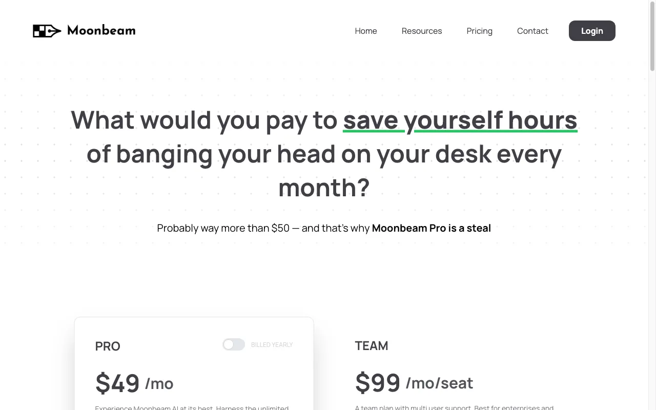 Moonbeam — pricing page