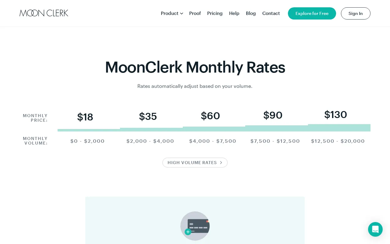 Moonclerk — pricing page
