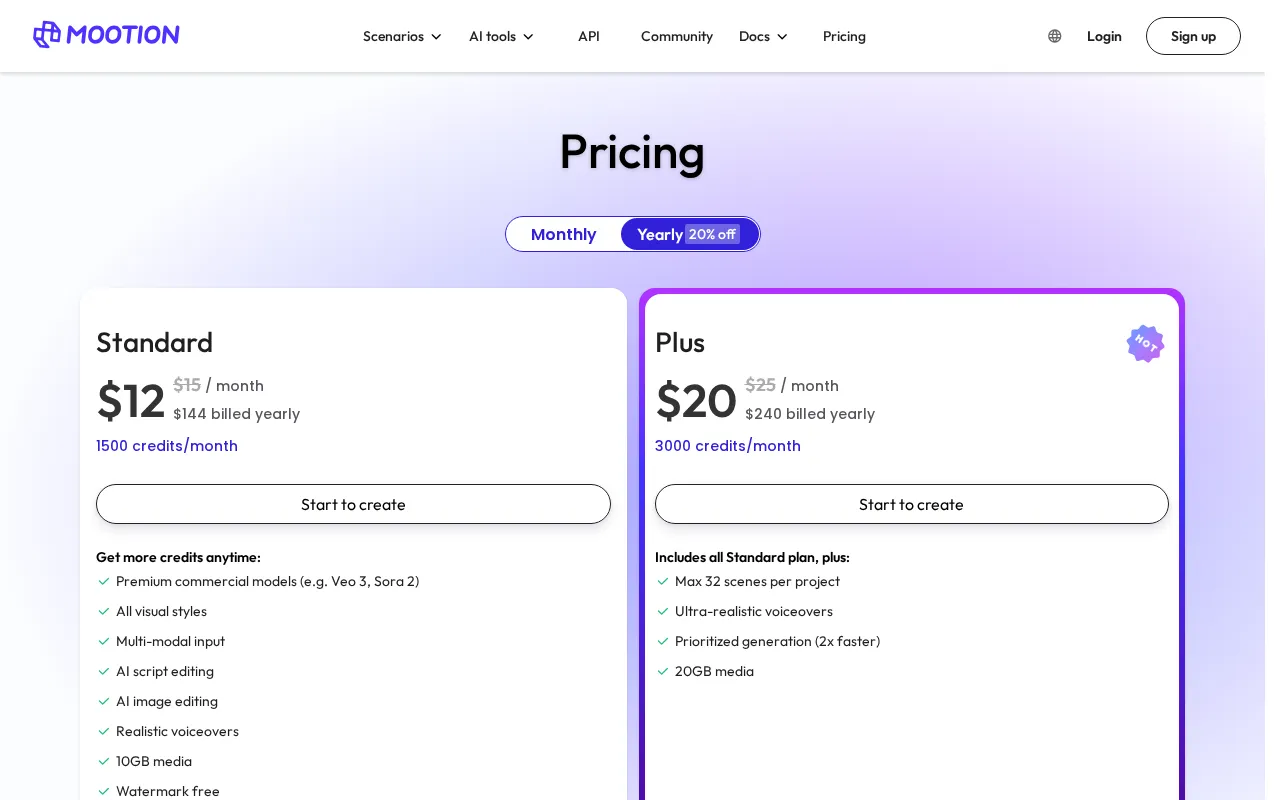Mootion — pricing page