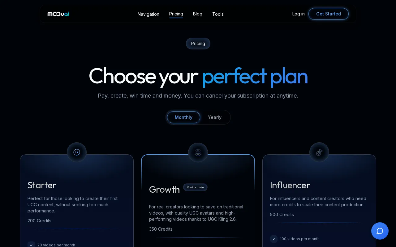 MoovAI — pricing page