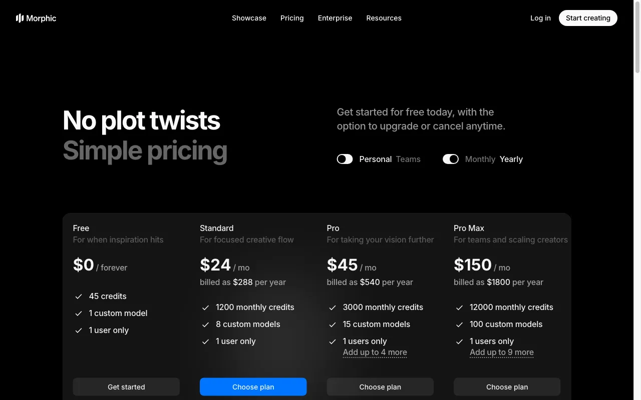 Morphic — pricing page