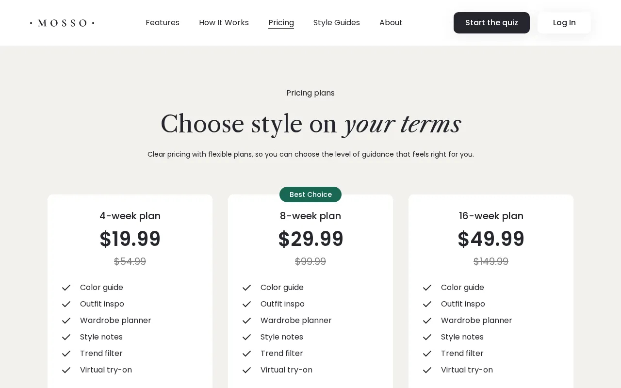MOSSO — pricing page