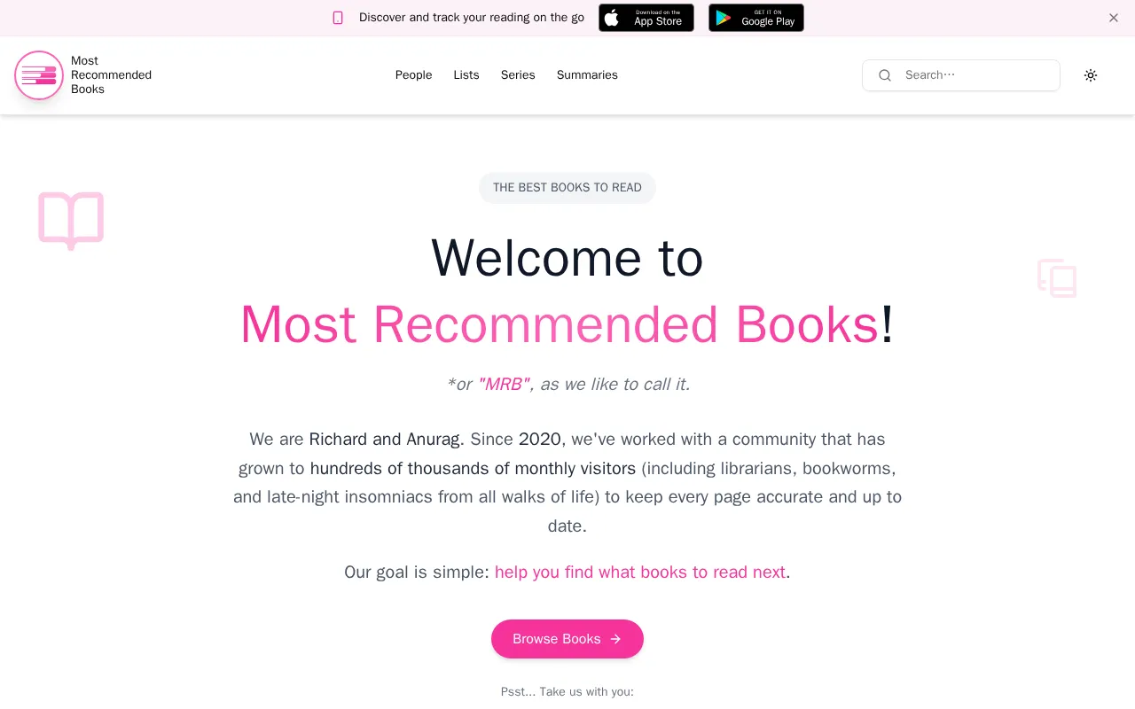 Most Recommended Books — preview screenshot