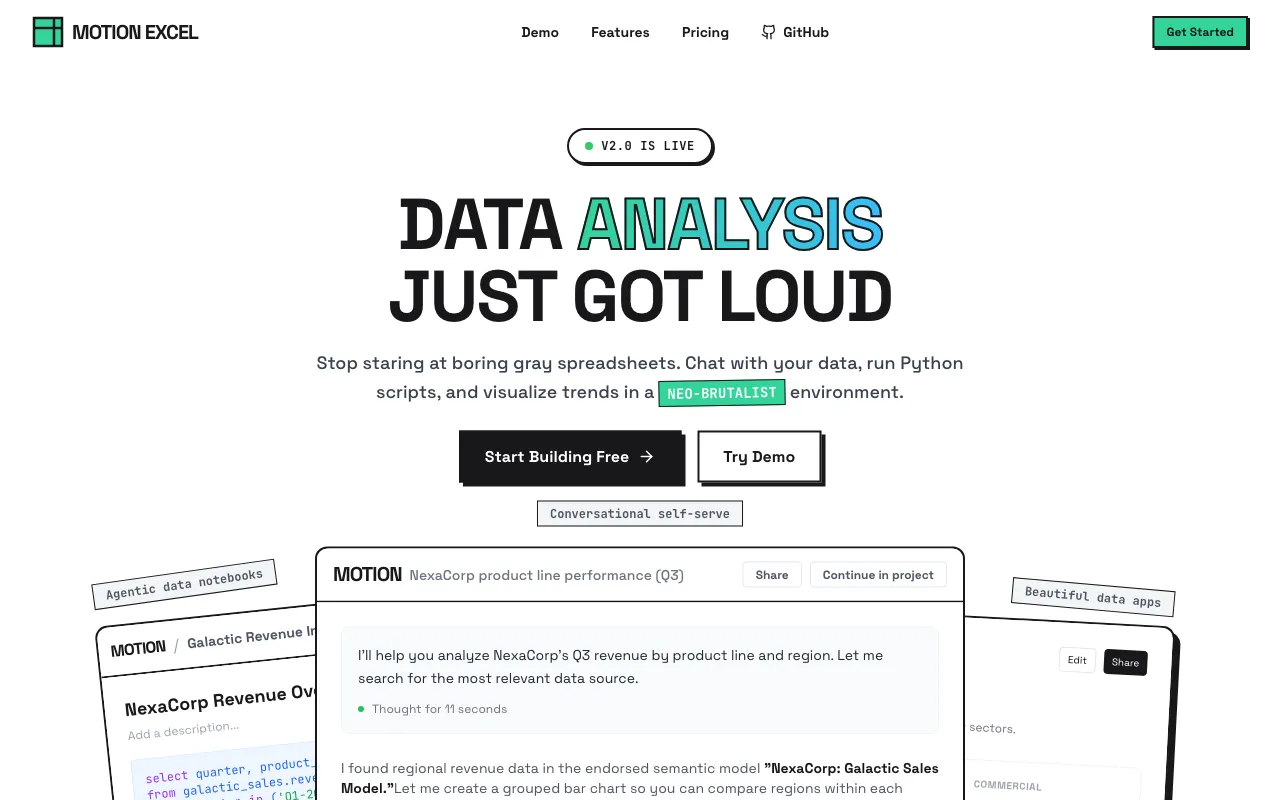 MotionExcel — pricing page