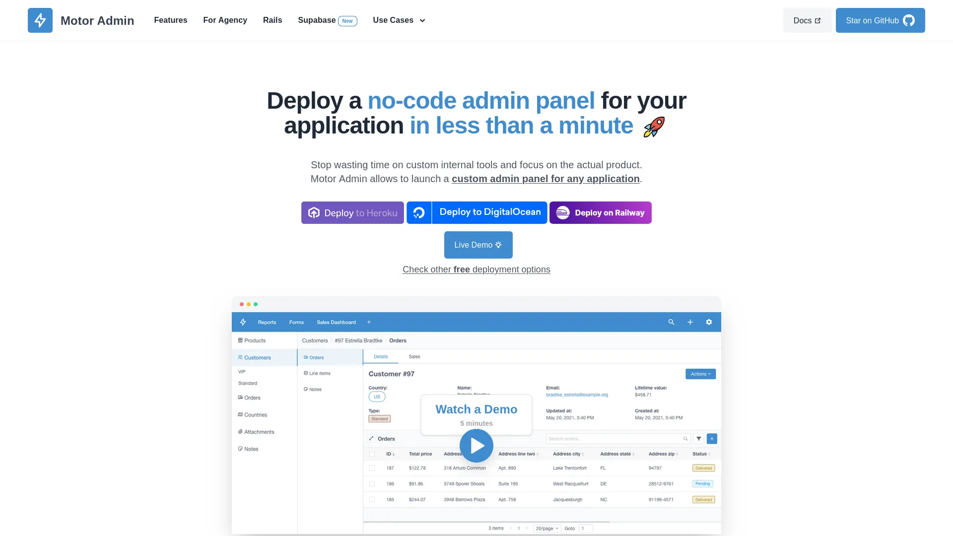 Motor Admin — preview screenshot