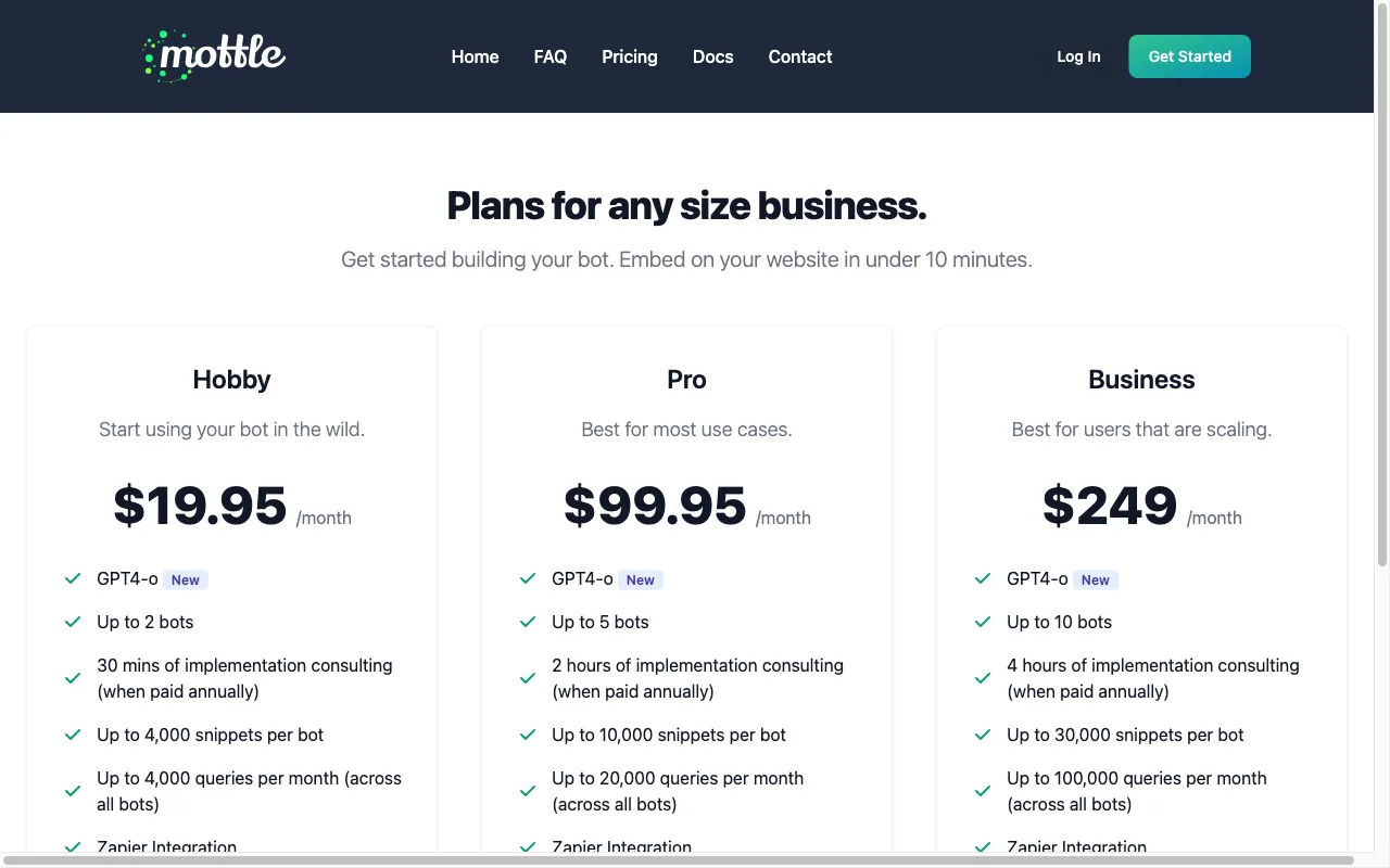 Mottle Bot — pricing page
