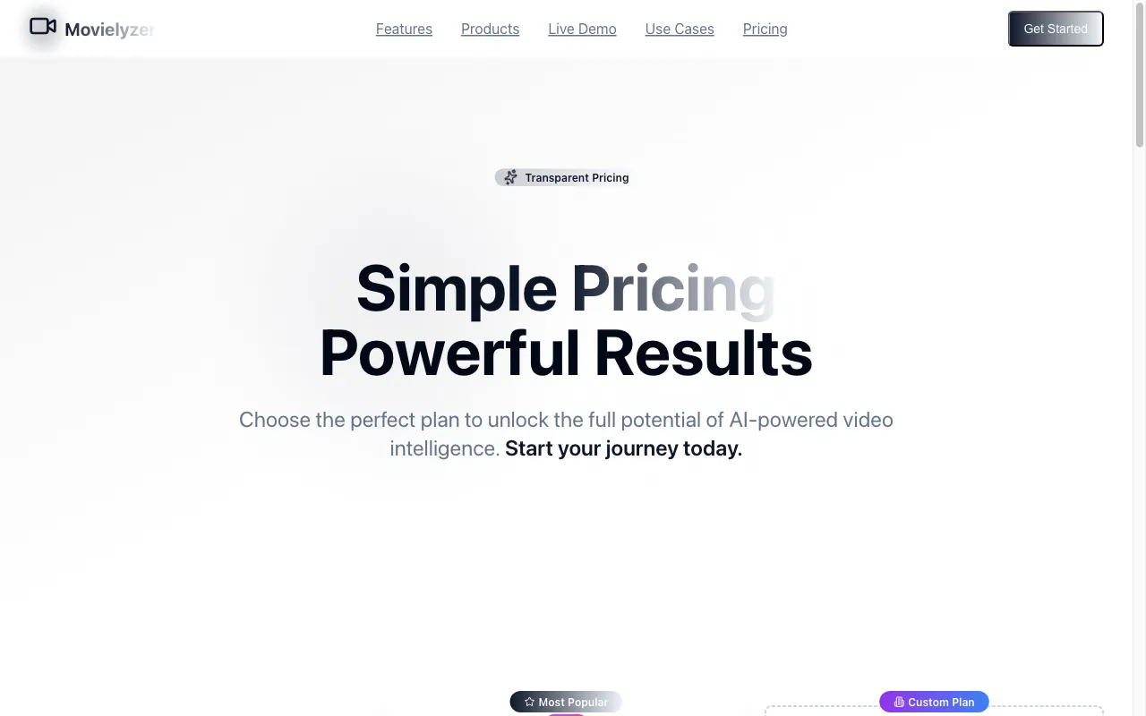 Movielyzer — pricing page