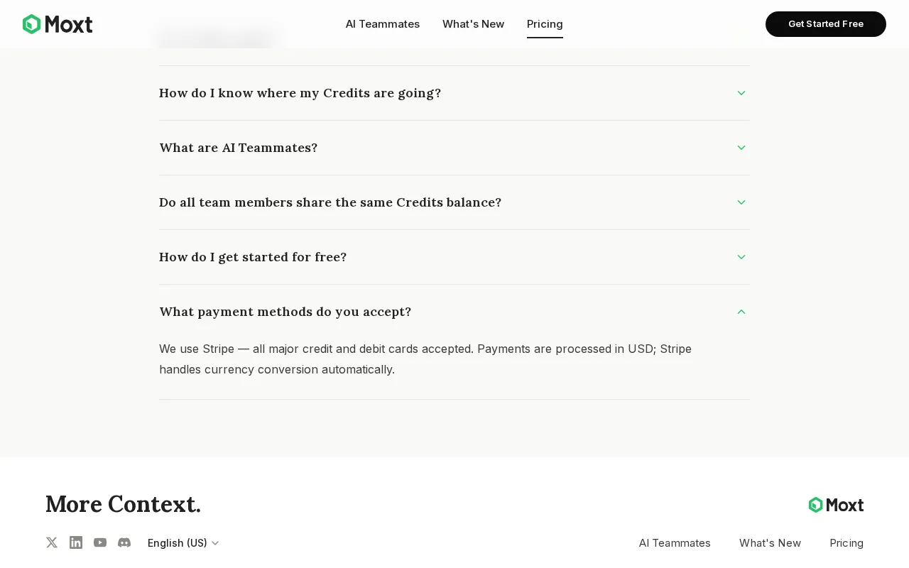 Moxt — pricing page