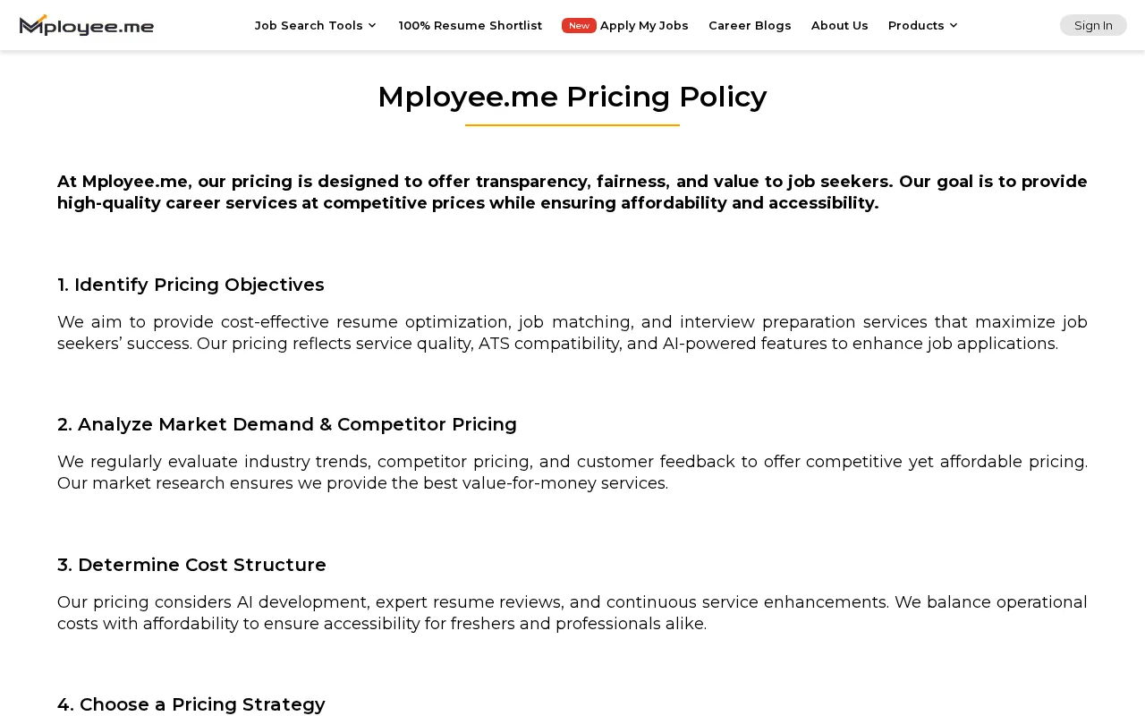 mployee.me — pricing page