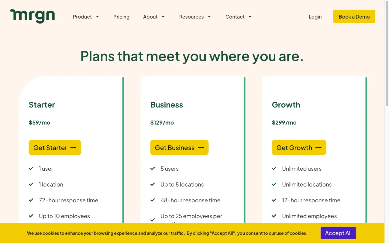 MRGN — pricing page