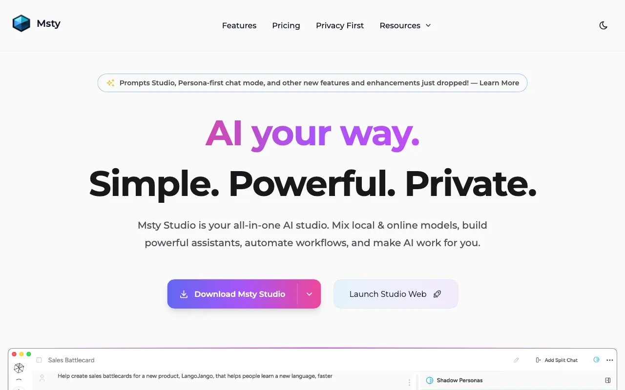 Msty — preview screenshot