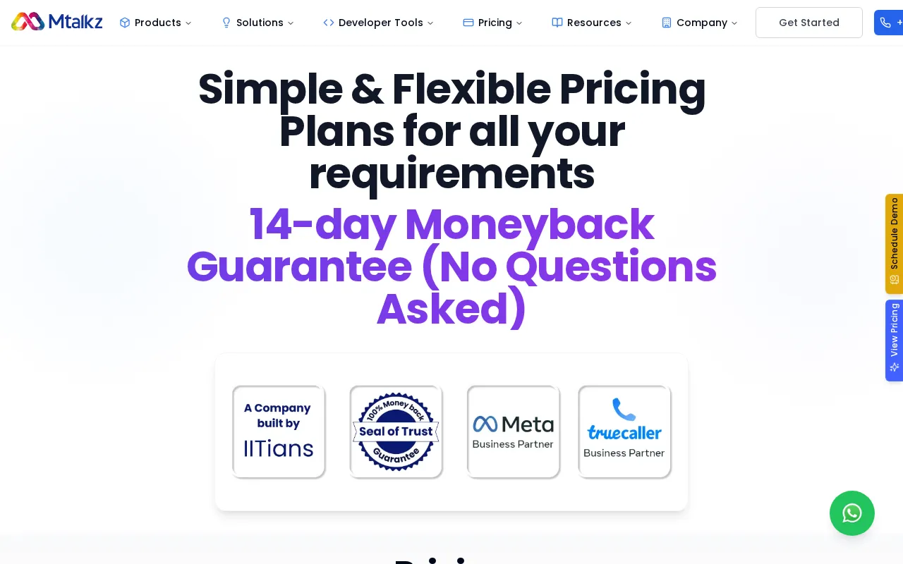 Mtalkz — pricing page