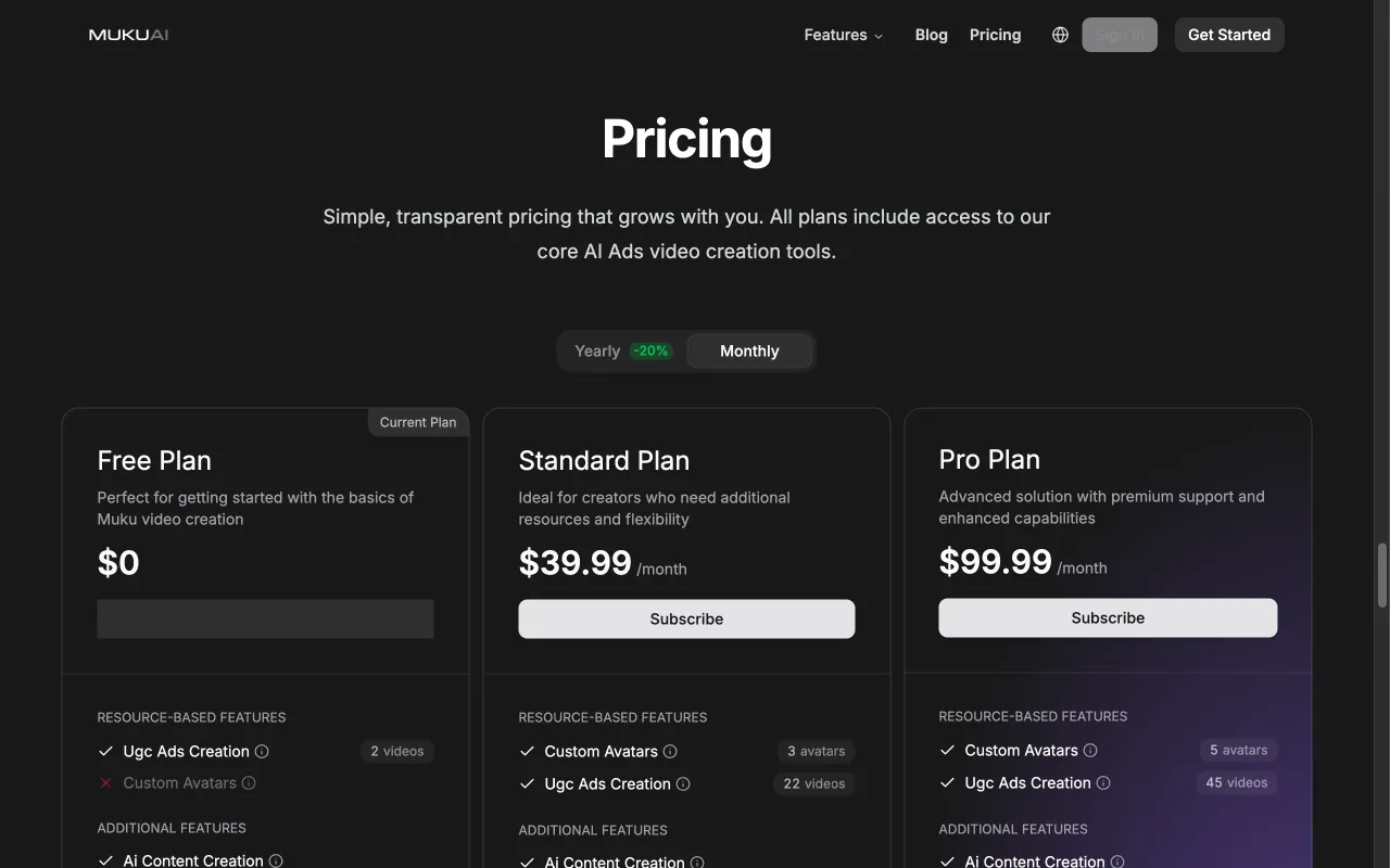 muku.ai — pricing page
