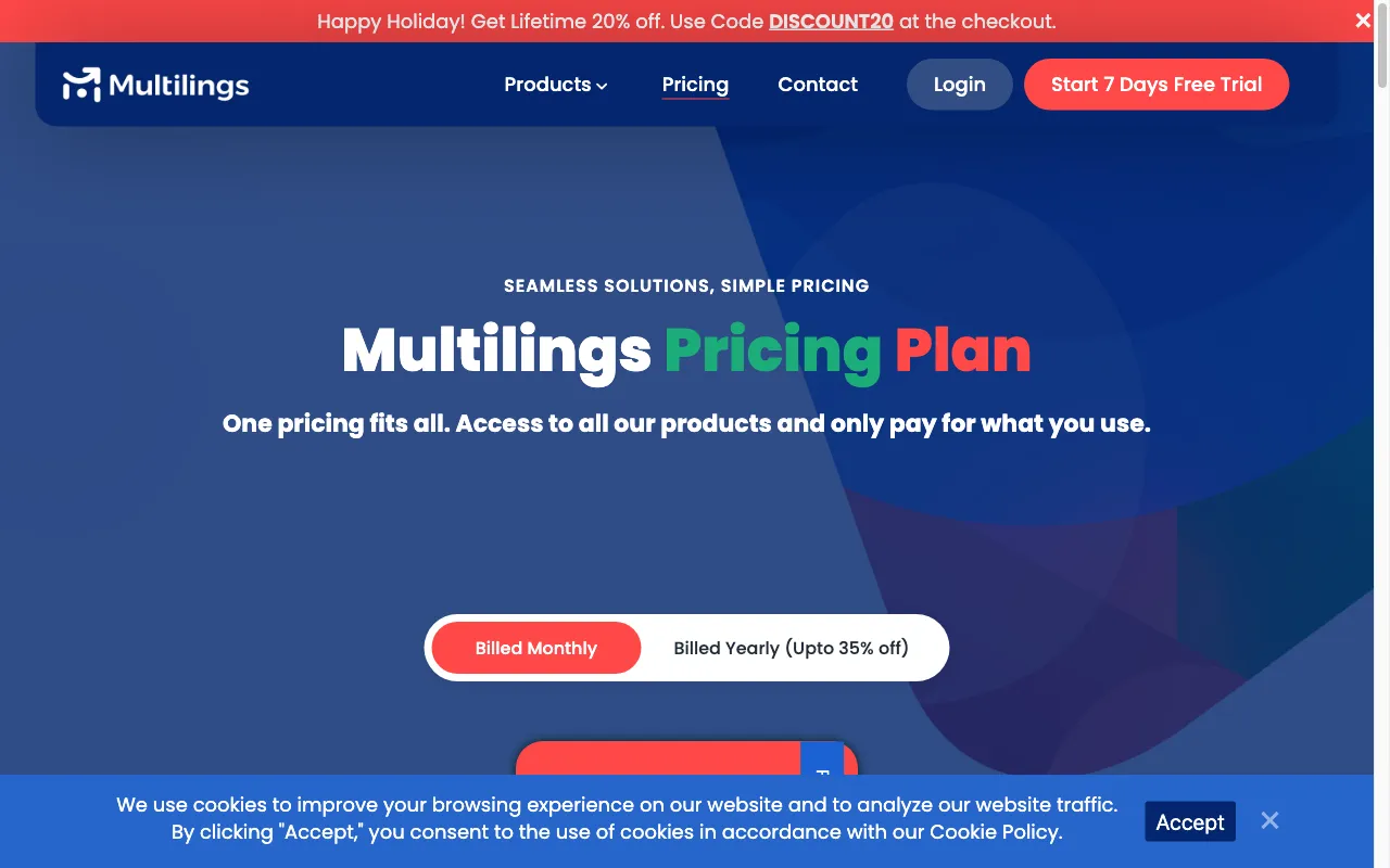 Multilings — pricing page