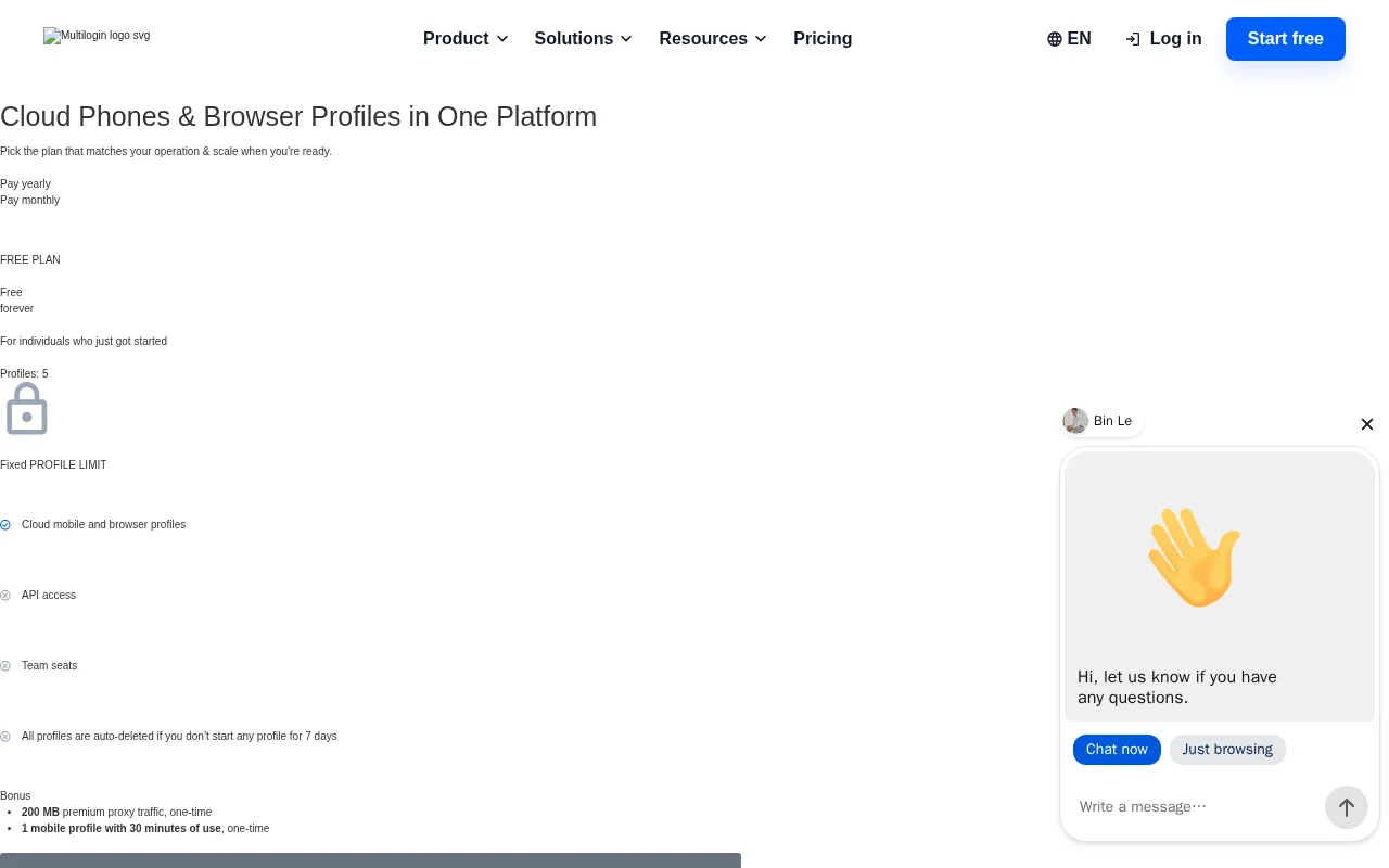 Multilogin — pricing page
